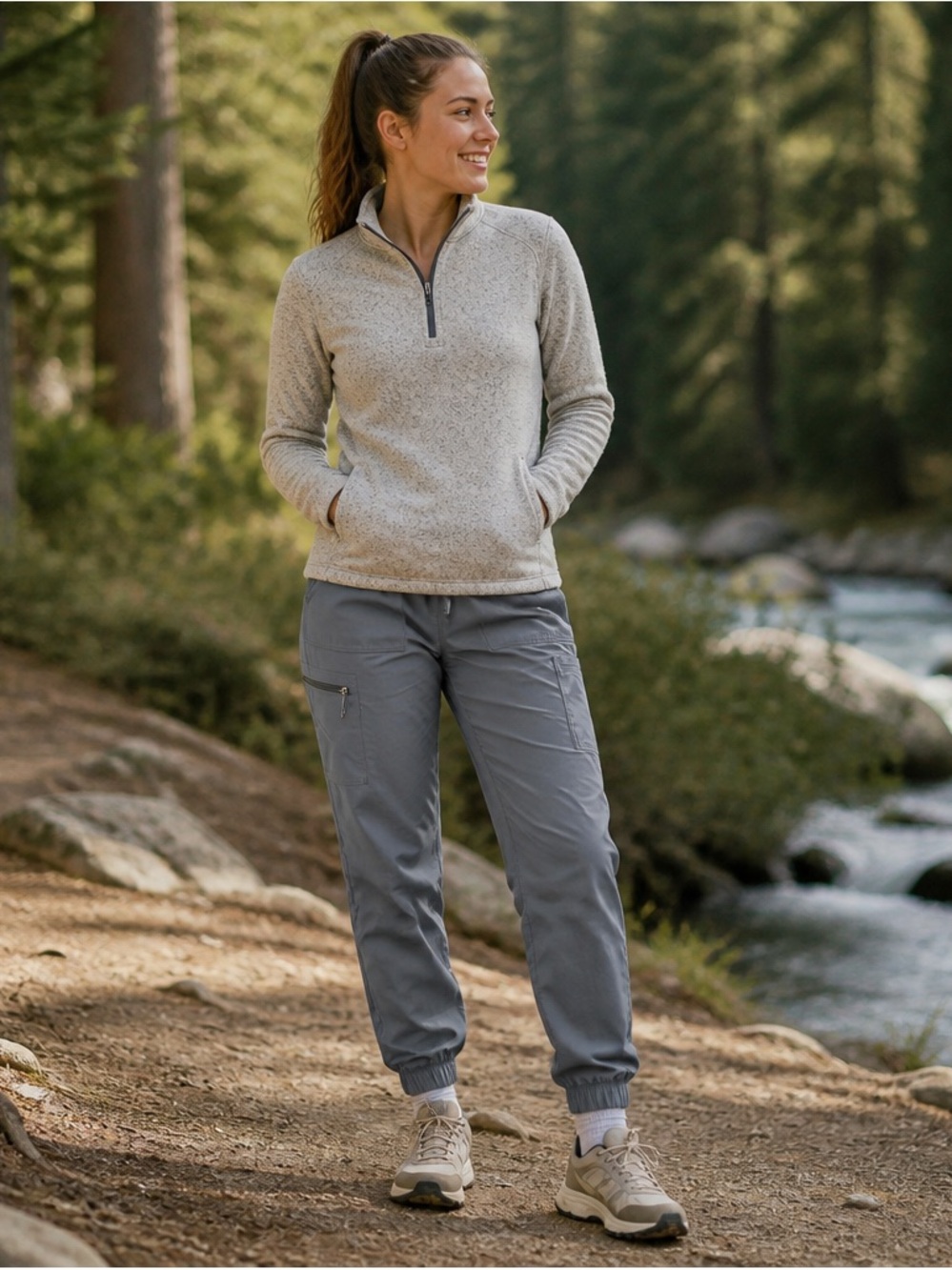 Eddie Bauer Women’s Fleece Lined Jogger Pants Gray Size 6 Warm Cargo Pants NWOT